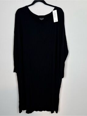 Eileen Fisher Bateau Neck Dress Black Long Sleeve NWT Size XL $268